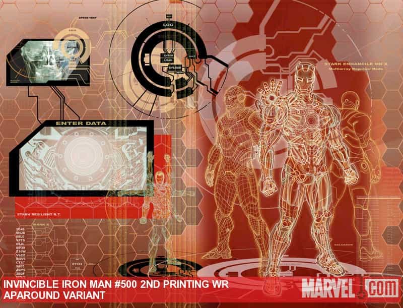 Invincible Iron Man (2008) #500 (2nd Printing Wraparound Variant) thumbnail